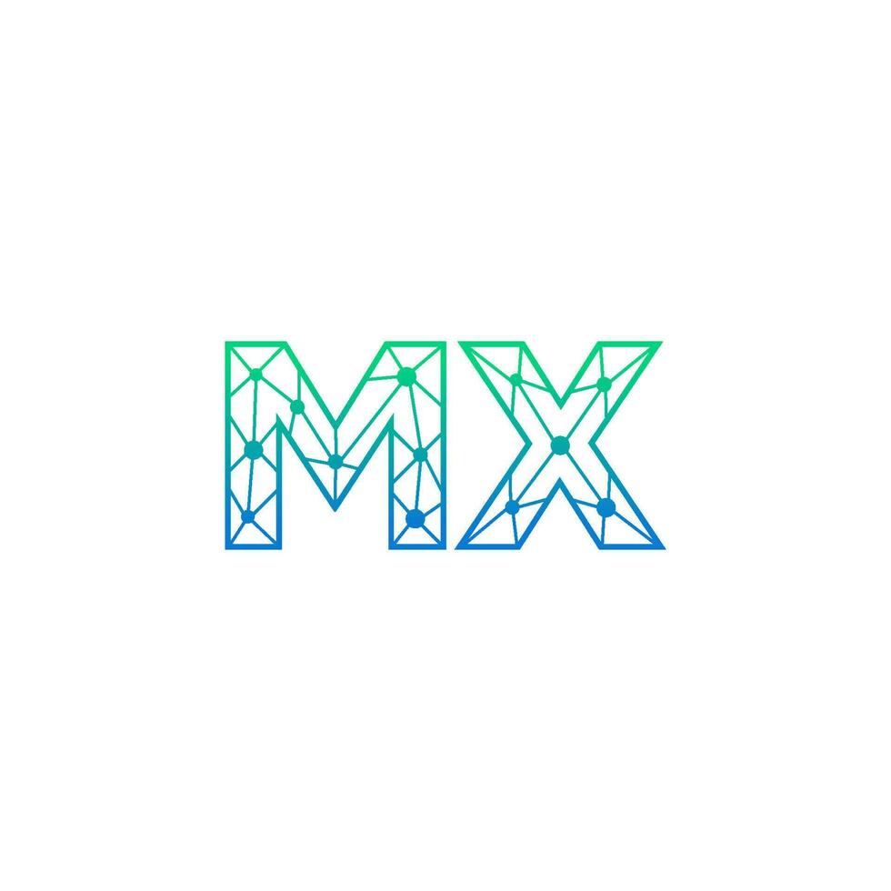 Abstract letter MX logo design with line dot connection for technology and digital business company. vector