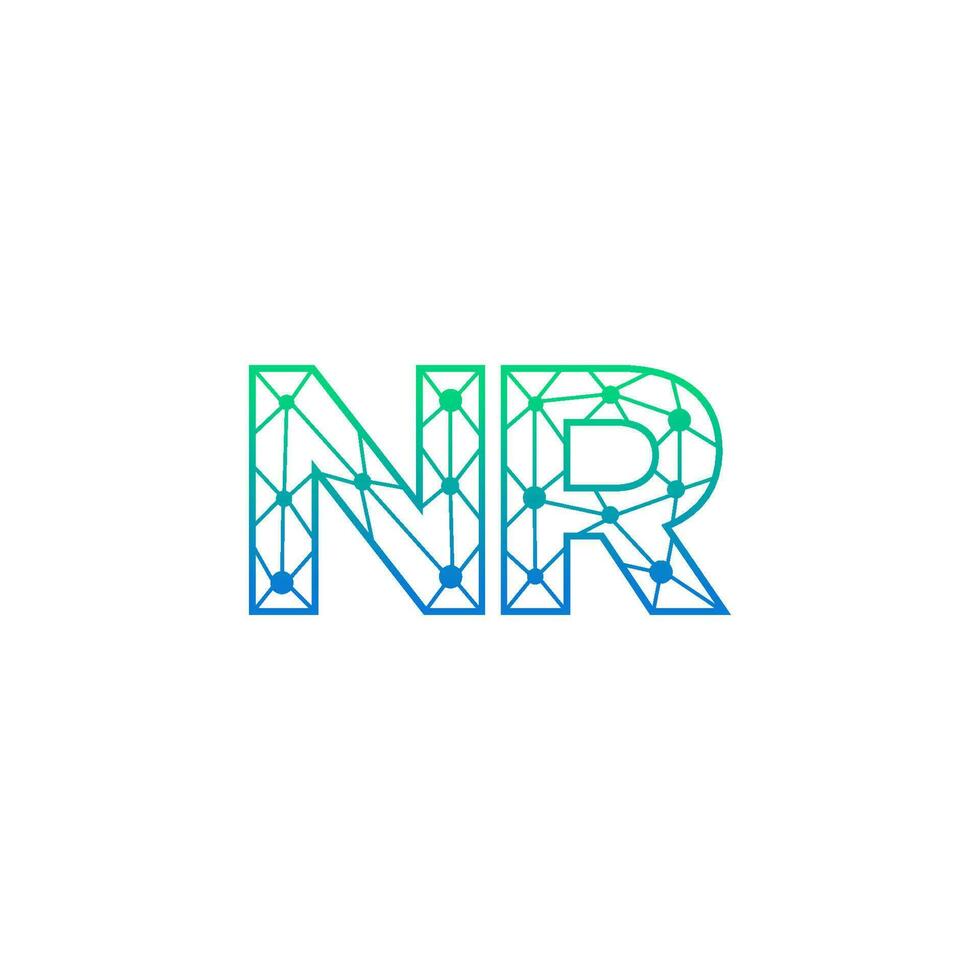 resumen letra nr logo diseño con línea punto conexión para tecnología y digital negocio compañía. vector