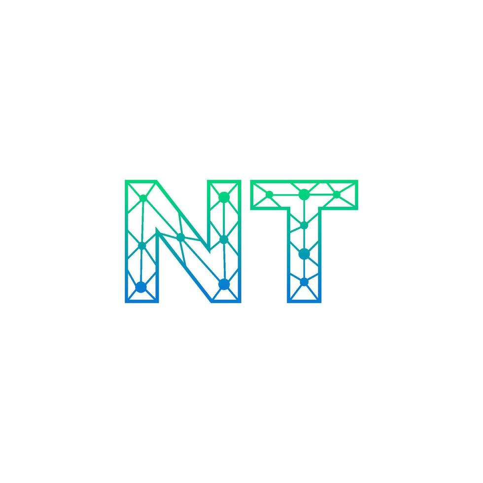 Abstract letter NT logo design with line dot connection for technology and digital business company. vector