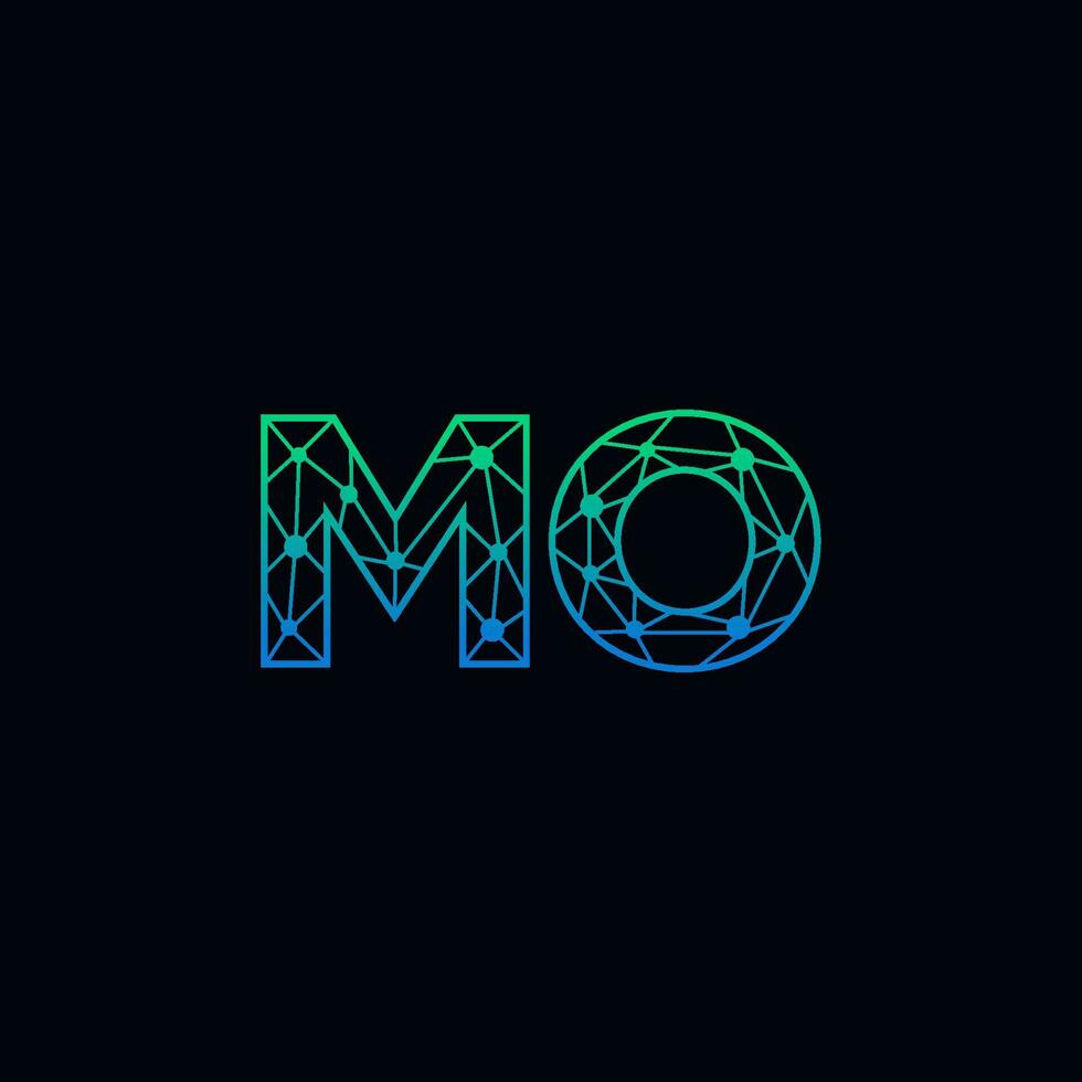 Abstract letter MO logo design with line dot connection for technology and digital business company. vector