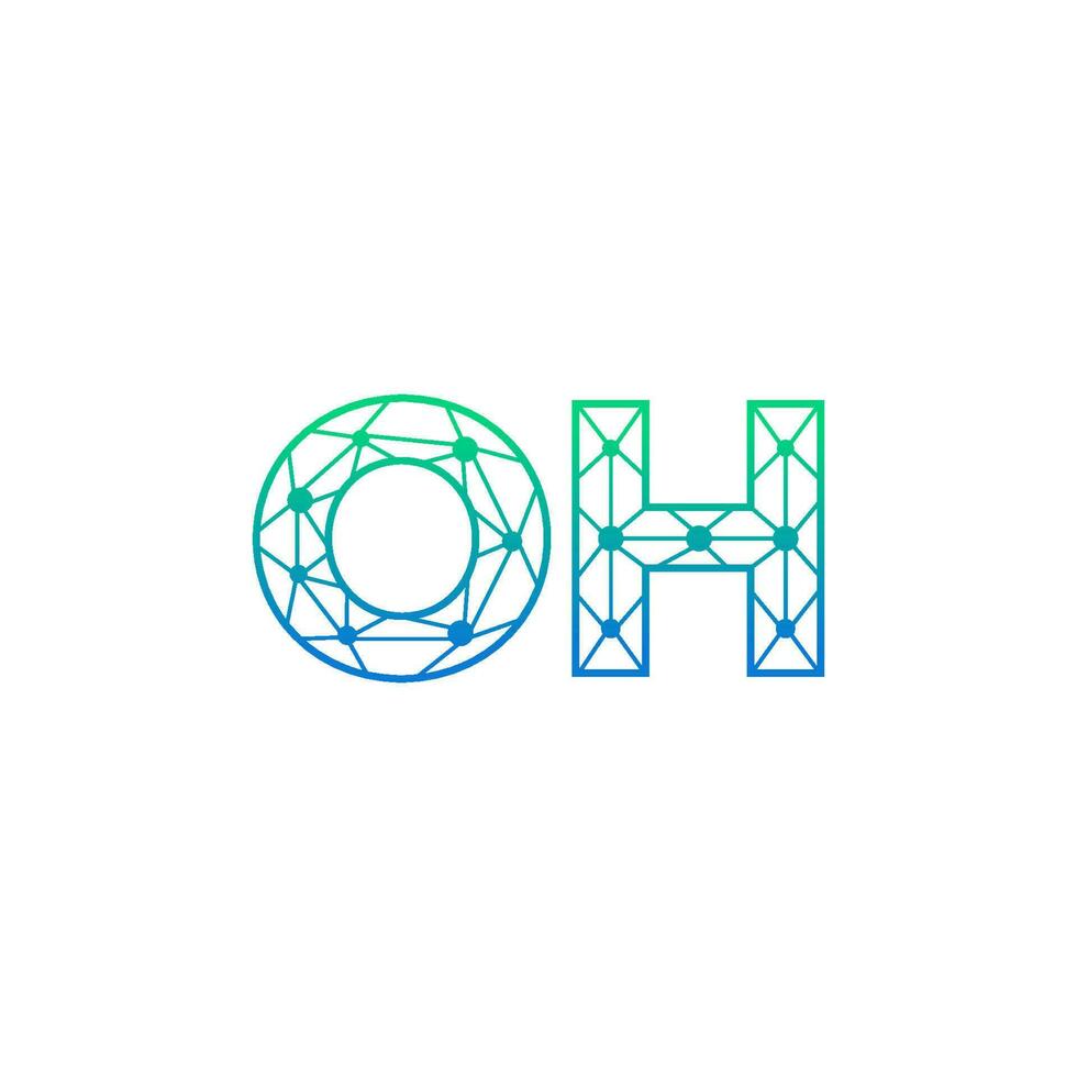 Abstract letter OH logo design with line dot connection for technology and digital business company. vector