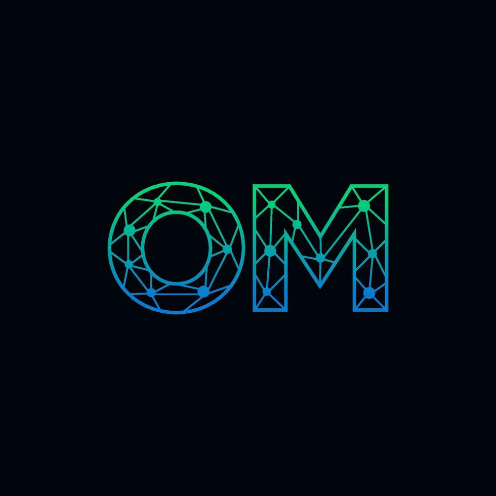 Abstract letter OM logo design with line dot connection for technology and digital business company. vector