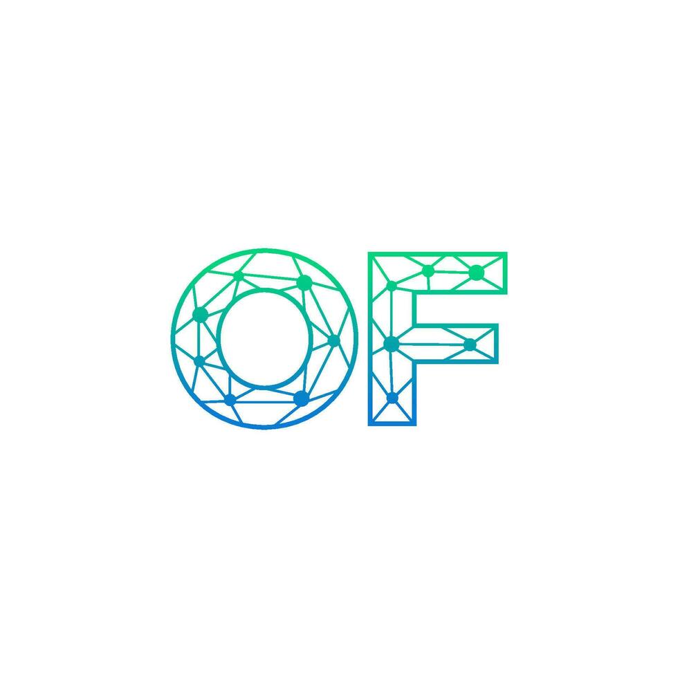 Abstract letter OF logo design with line dot connection for technology and digital business company. vector