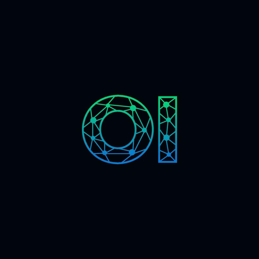 Abstract letter OI logo design with line dot connection for technology and digital business company. vector