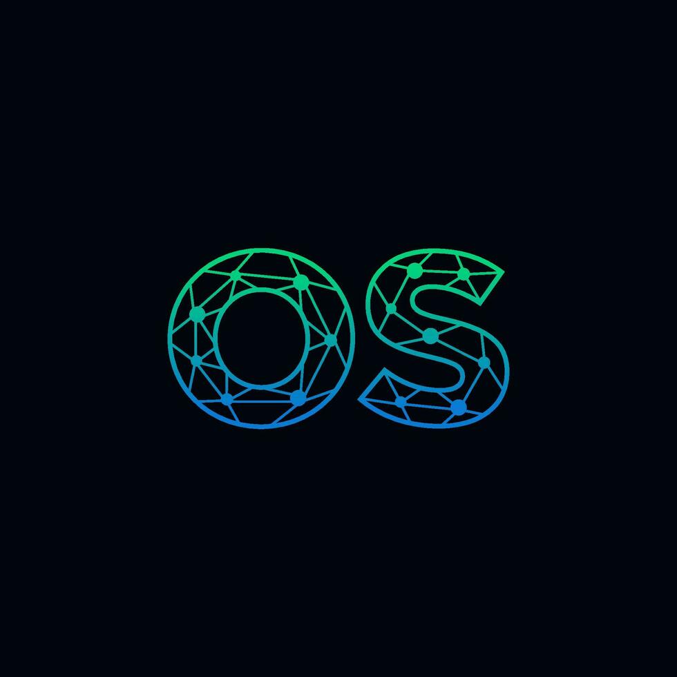 Abstract letter OS logo design with line dot connection for technology and digital business company. vector