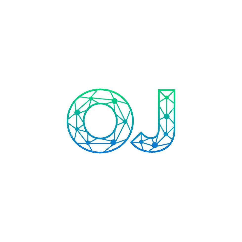 Abstract letter OJ logo design with line dot connection for technology and digital business company. vector