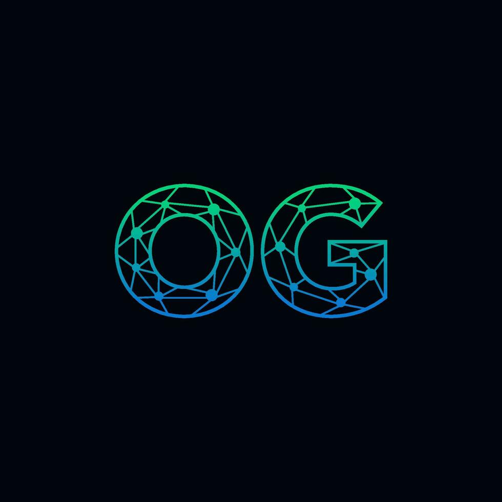 Abstract letter OG logo design with line dot connection for technology and digital business company. vector