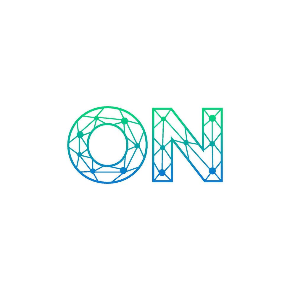 Abstract letter ON logo design with line dot connection for technology and digital business company. vector