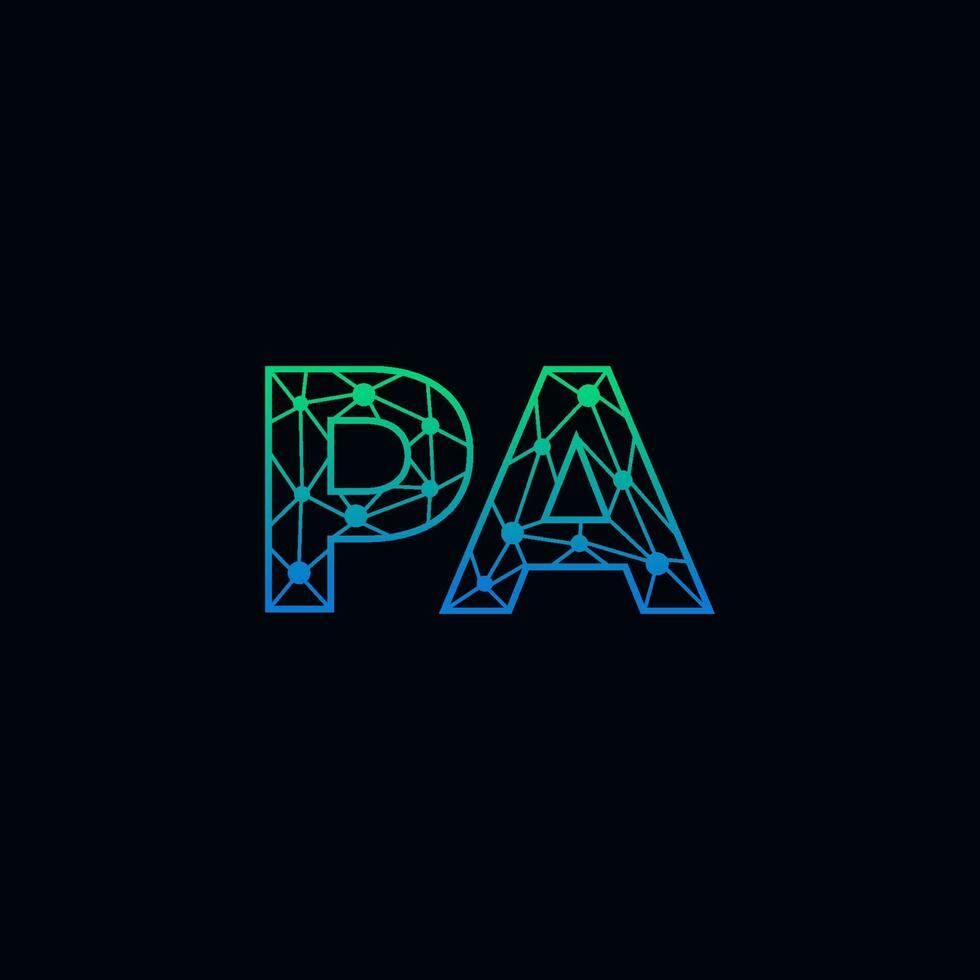 Abstract letter PA logo design with line dot connection for technology and digital business company. vector