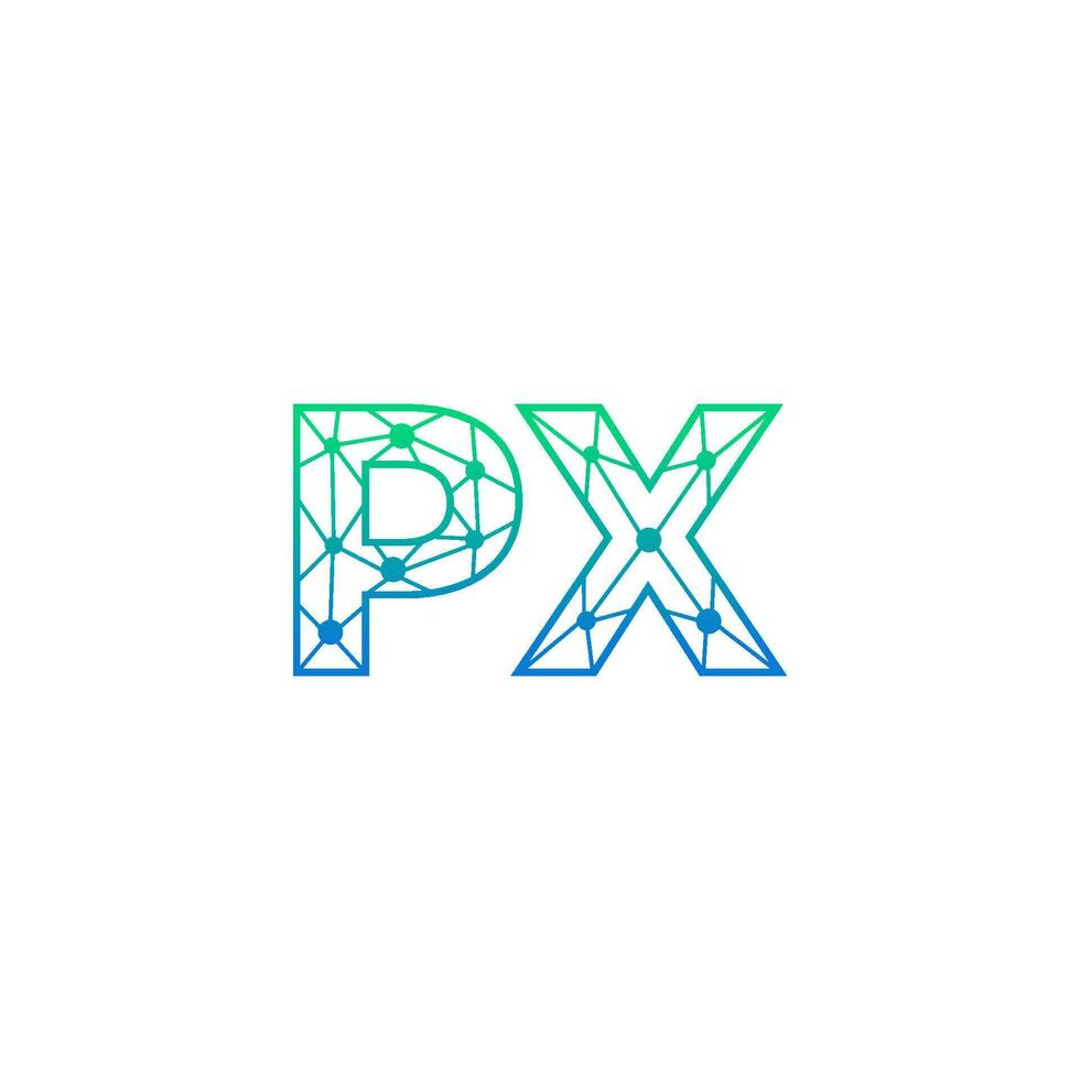 Abstract letter PX logo design with line dot connection for technology and digital business company. vector