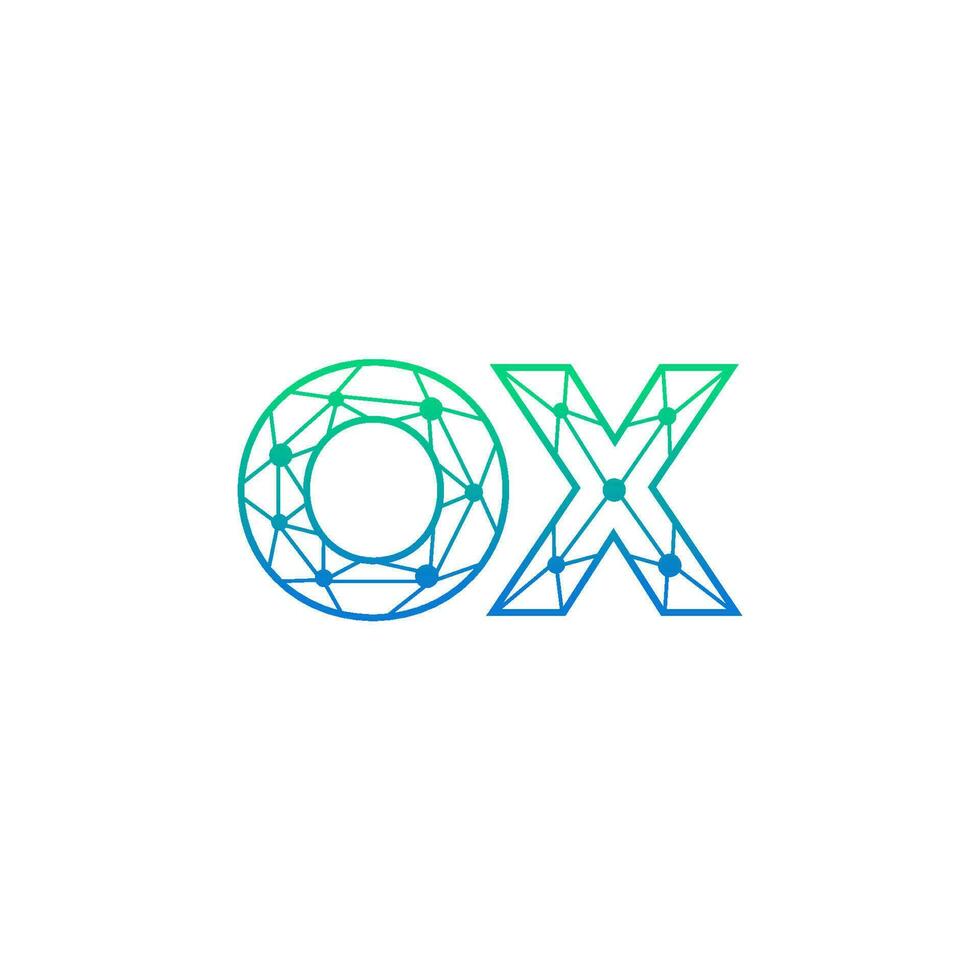 Abstract letter OX logo design with line dot connection for technology and digital business company. vector