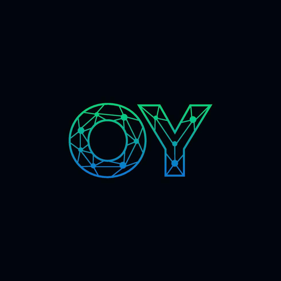 Abstract letter OY logo design with line dot connection for technology and digital business company. vector