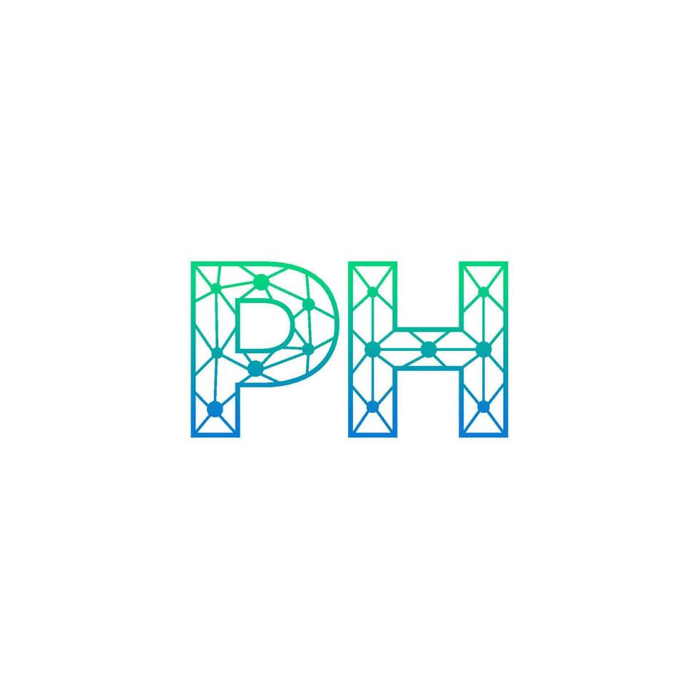 Abstract letter PH logo design with line dot connection for technology and digital business company. vector