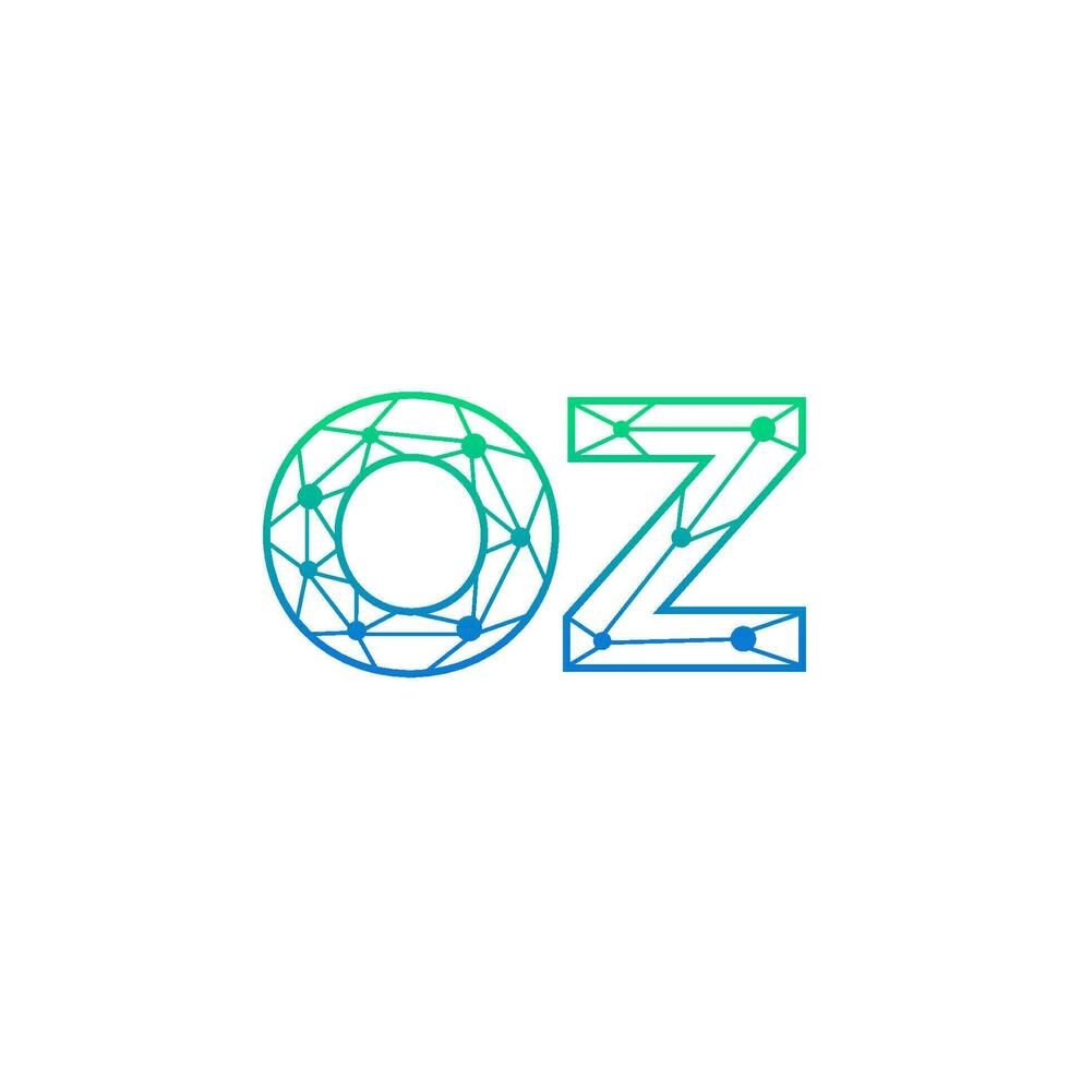 Abstract letter OZ logo design with line dot connection for technology and digital business company. vector