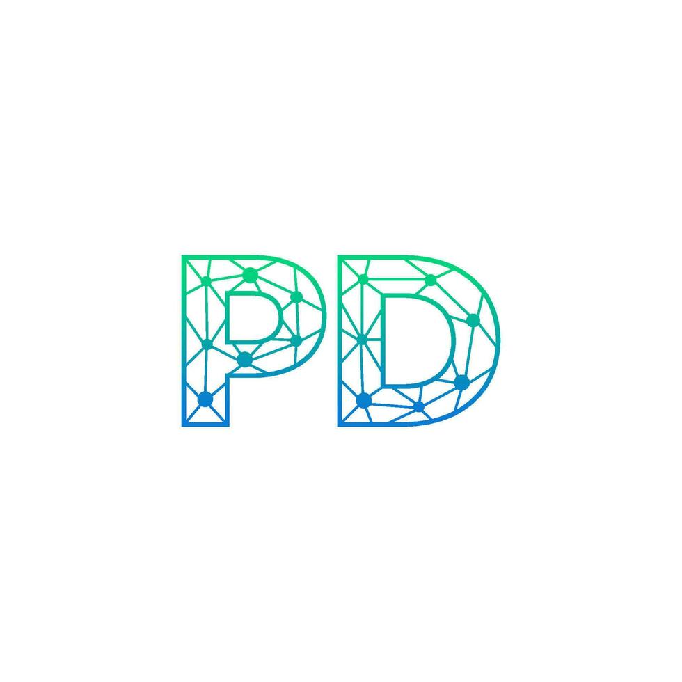 Abstract letter PD logo design with line dot connection for technology and digital business company. vector