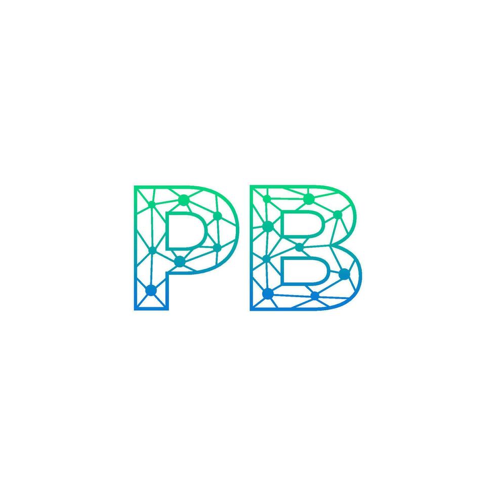 Abstract letter PB logo design with line dot connection for technology and digital business company. vector