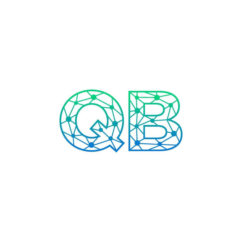 Abstract letter QB logo design with line dot connection for technology and digital business company. vector