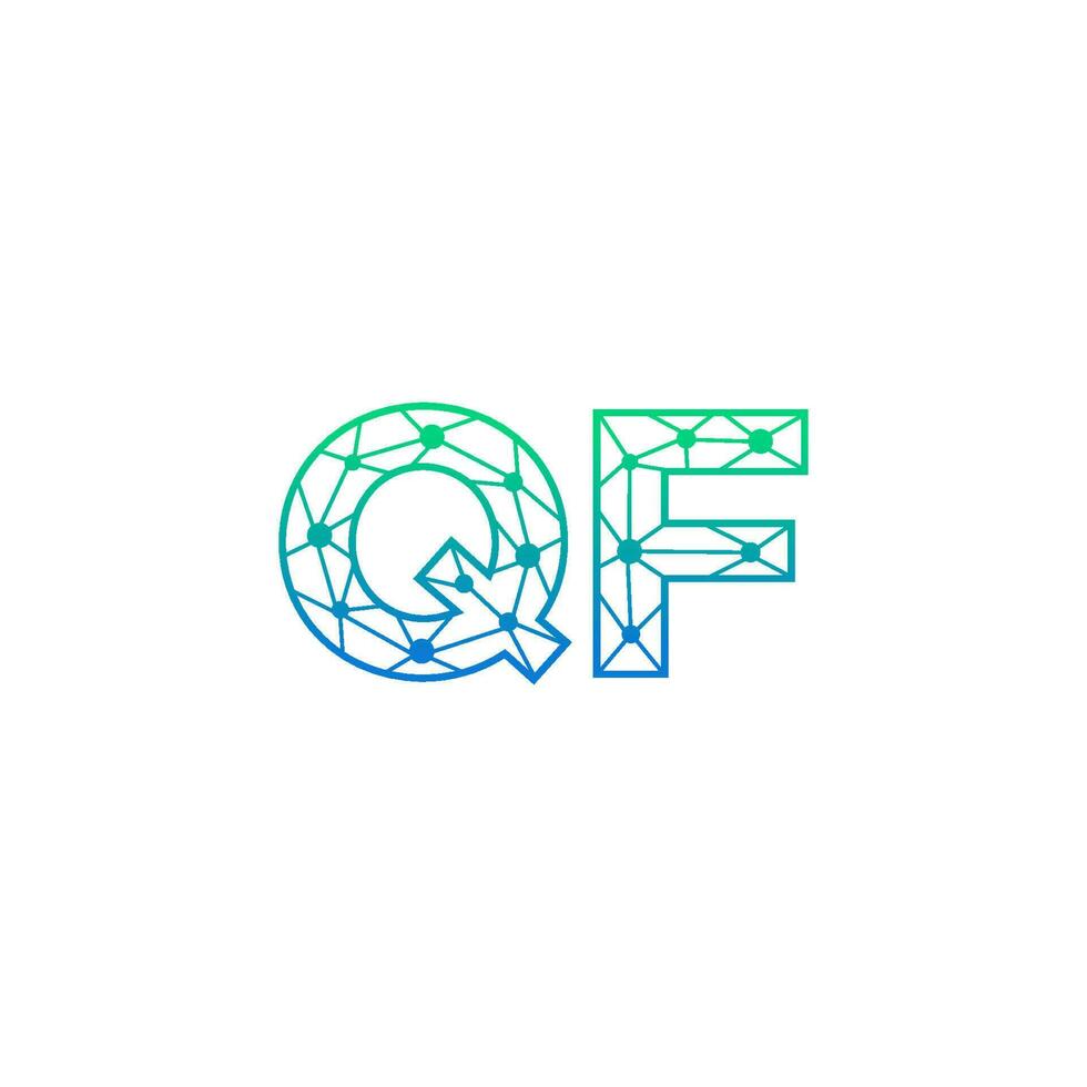 Abstract letter QF logo design with line dot connection for technology and digital business company. vector
