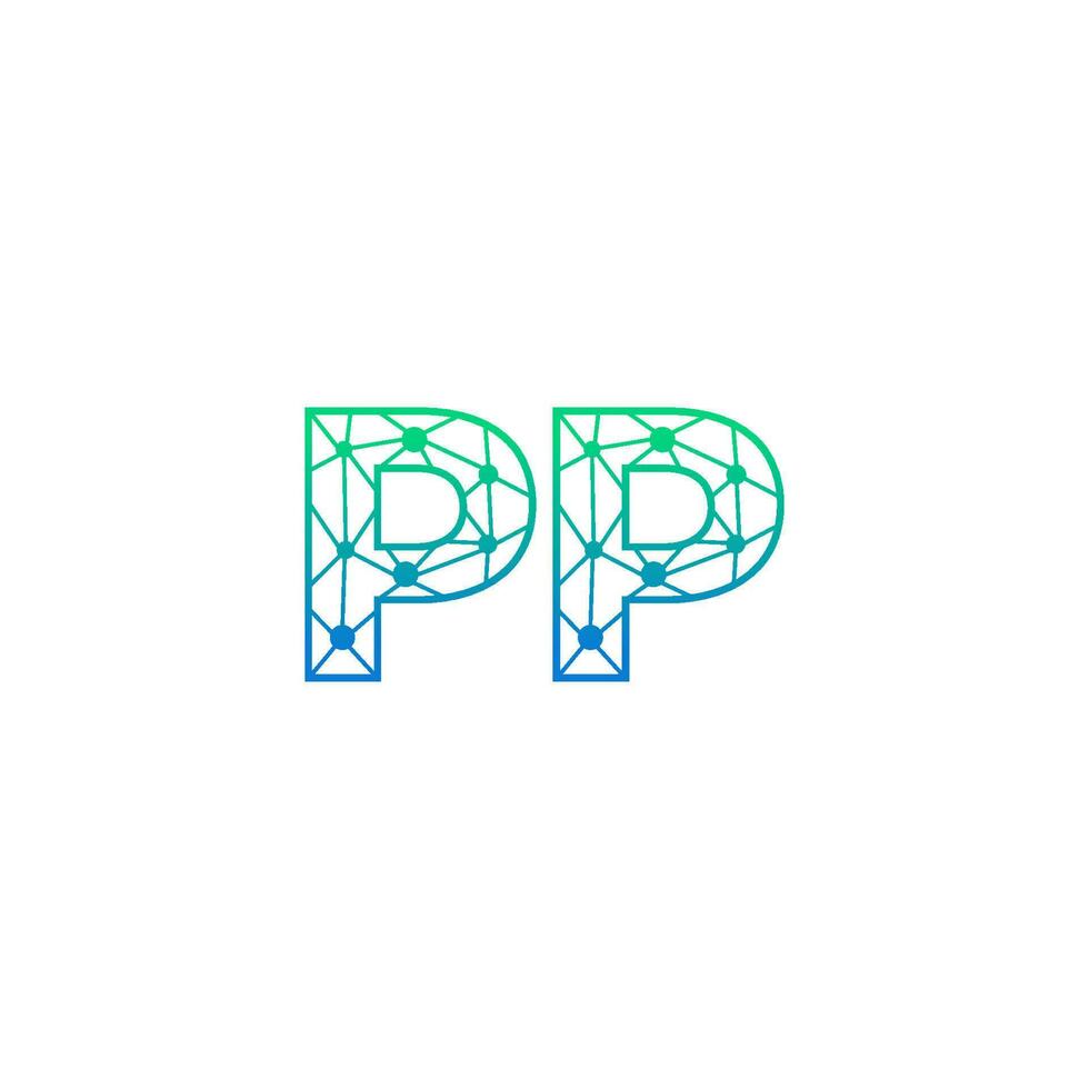 Abstract letter PP logo design with line dot connection for technology and digital business company. vector