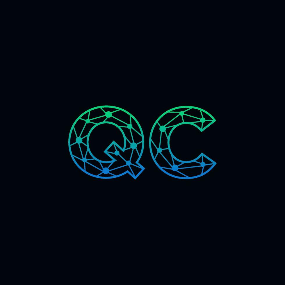 Abstract letter QC  logo design with line dot connection for technology and digital business company. vector