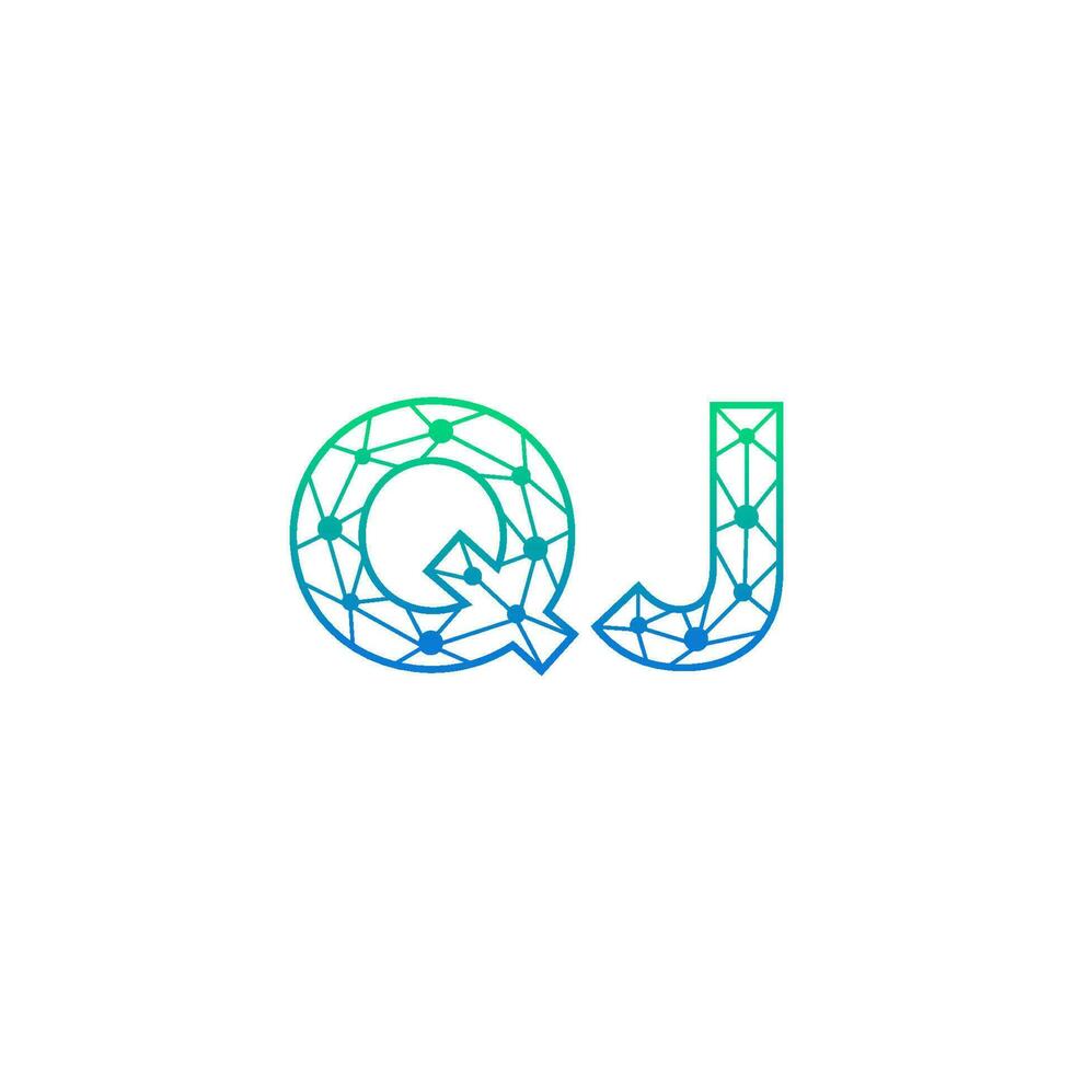 Abstract letter QJ logo design with line dot connection for technology and digital business company. vector