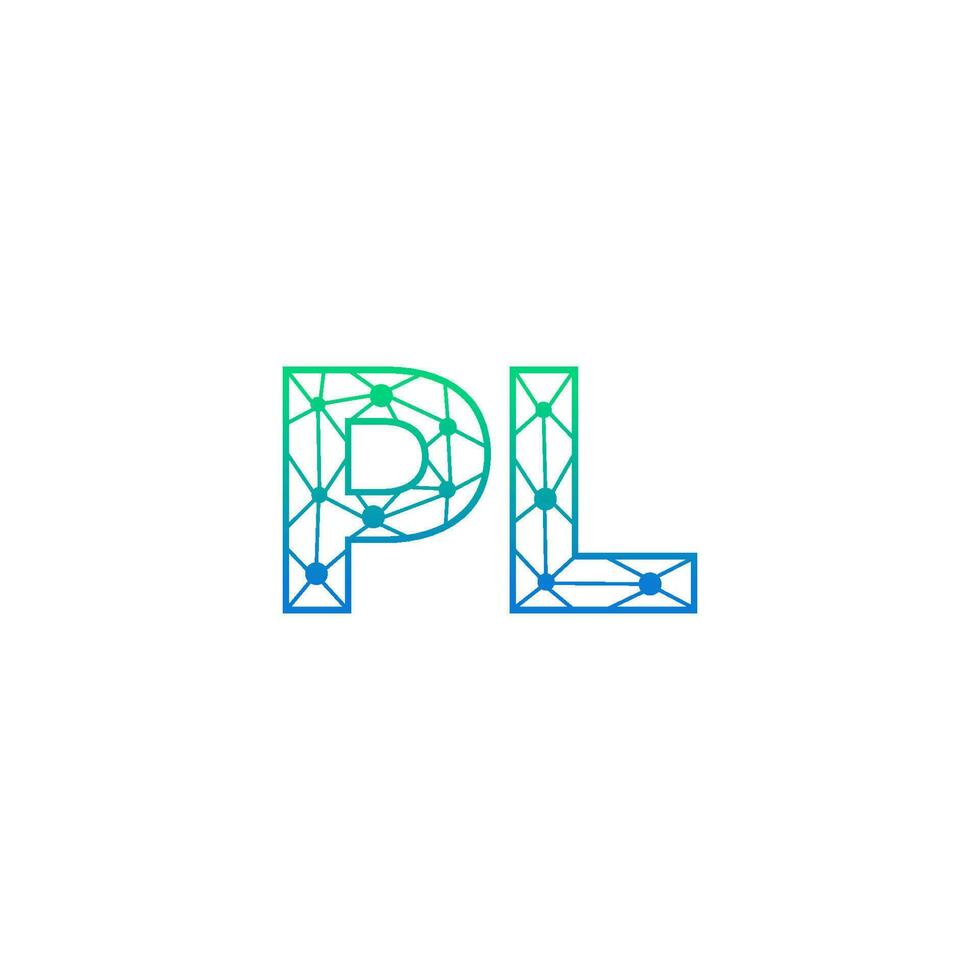 resumen letra pl logo diseño con línea punto conexión para tecnología y digital negocio compañía. vector