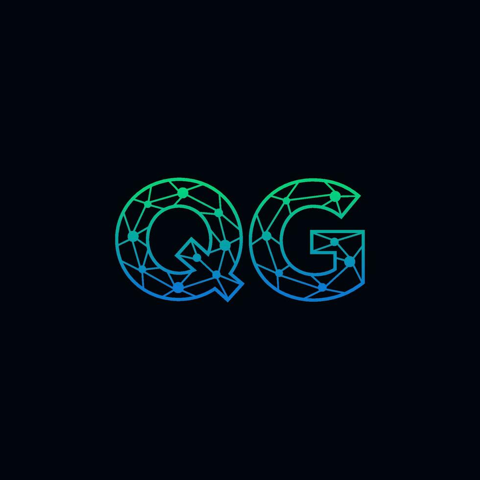Abstract letter QG logo design with line dot connection for technology and digital business company. vector