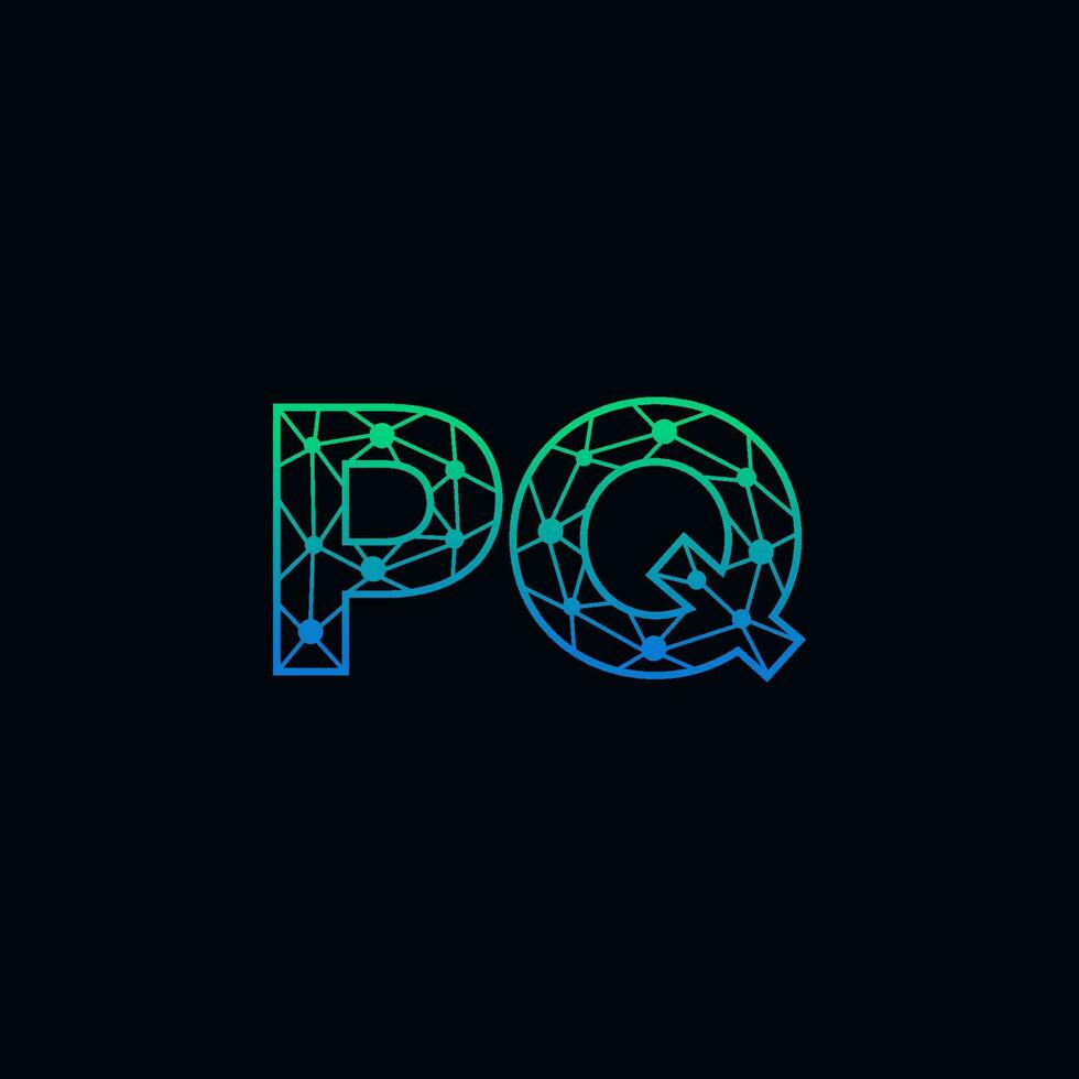 Abstract letter PQ logo design with line dot connection for technology and digital business company. vector