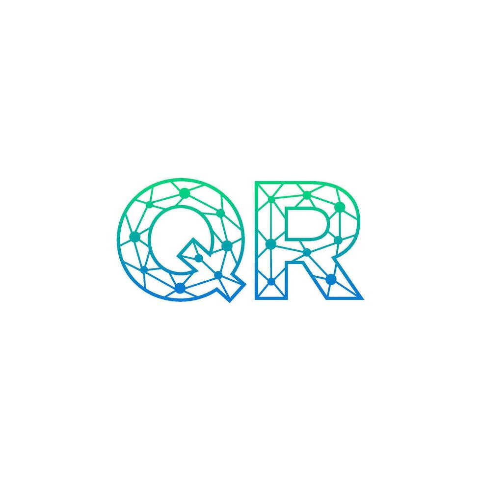 Abstract letter QR logo design with line dot connection for technology and digital business company. vector