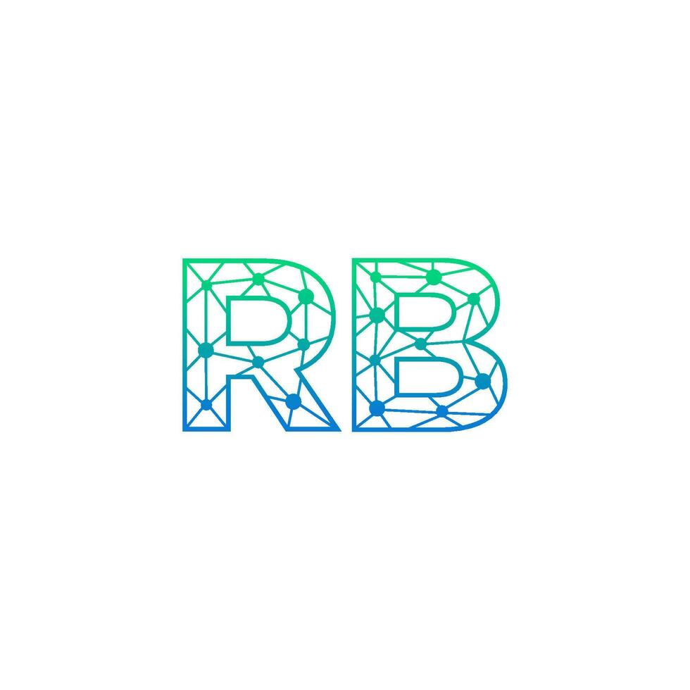 Abstract letter RB logo design with line dot connection for technology and digital business company. vector
