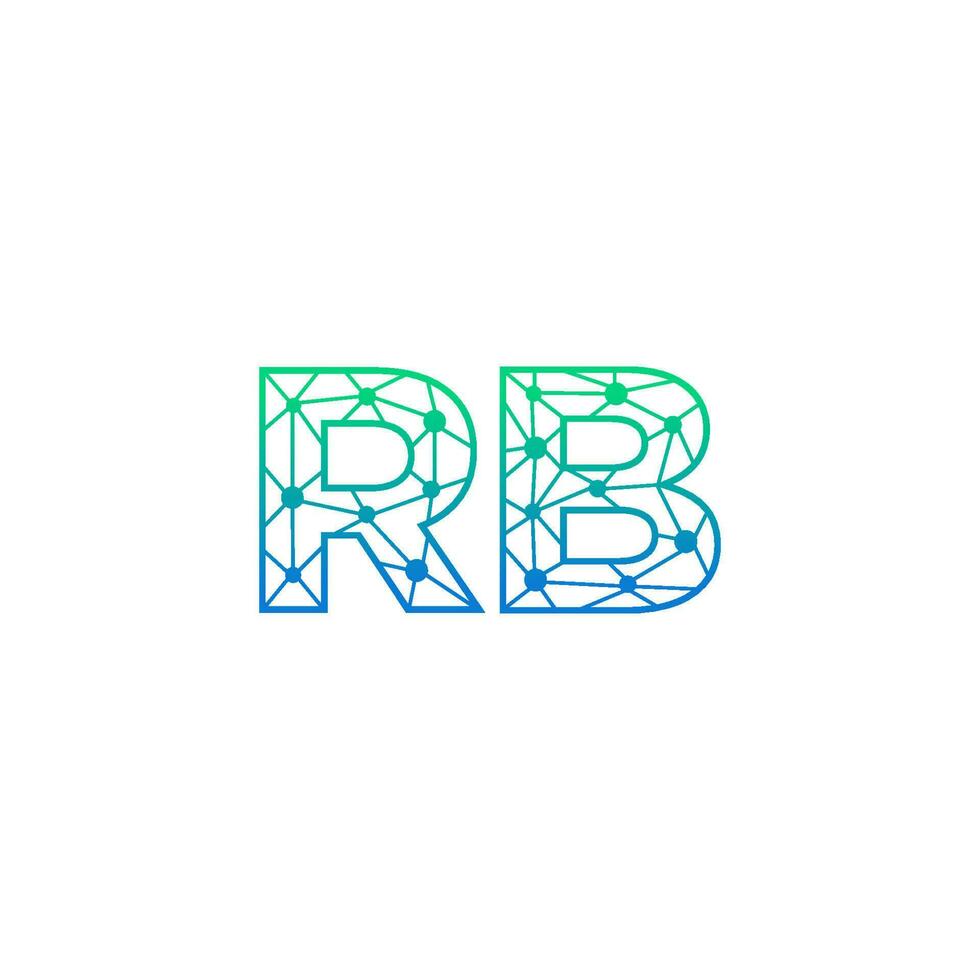 Abstract letter RB logo design with line dot connection for technology and digital business company. vector