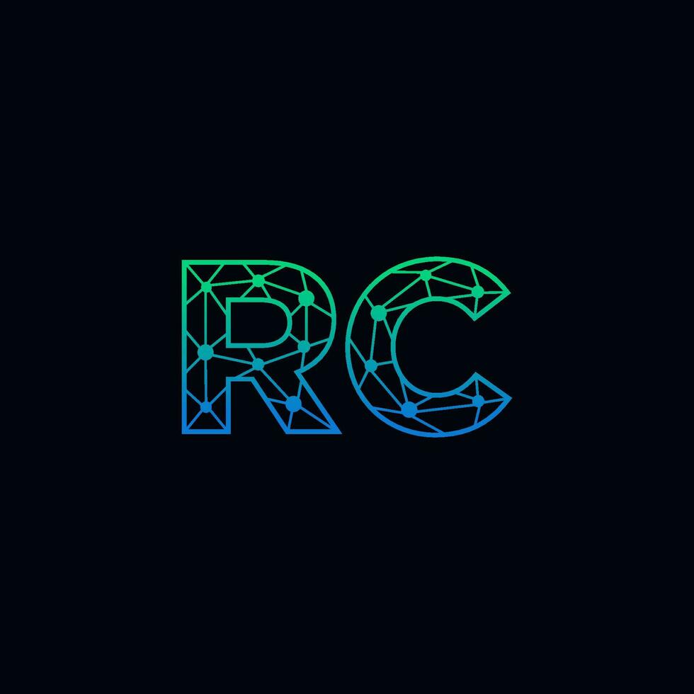 Abstract letter RC logo design with line dot connection for technology and digital business company. vector