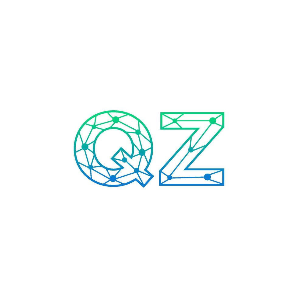 Abstract letter QZ logo design with line dot connection for technology and digital business company. vector