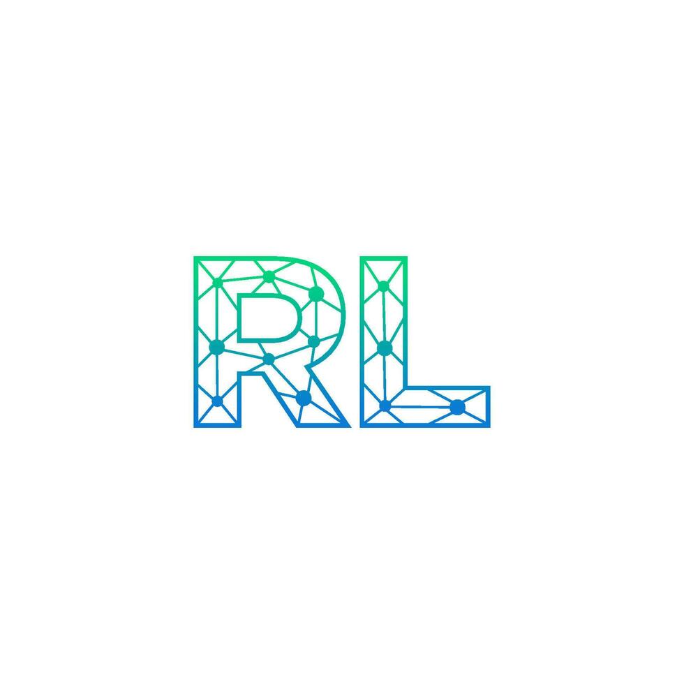 Abstract letter RL  logo design with line dot connection for technology and digital business company. vector