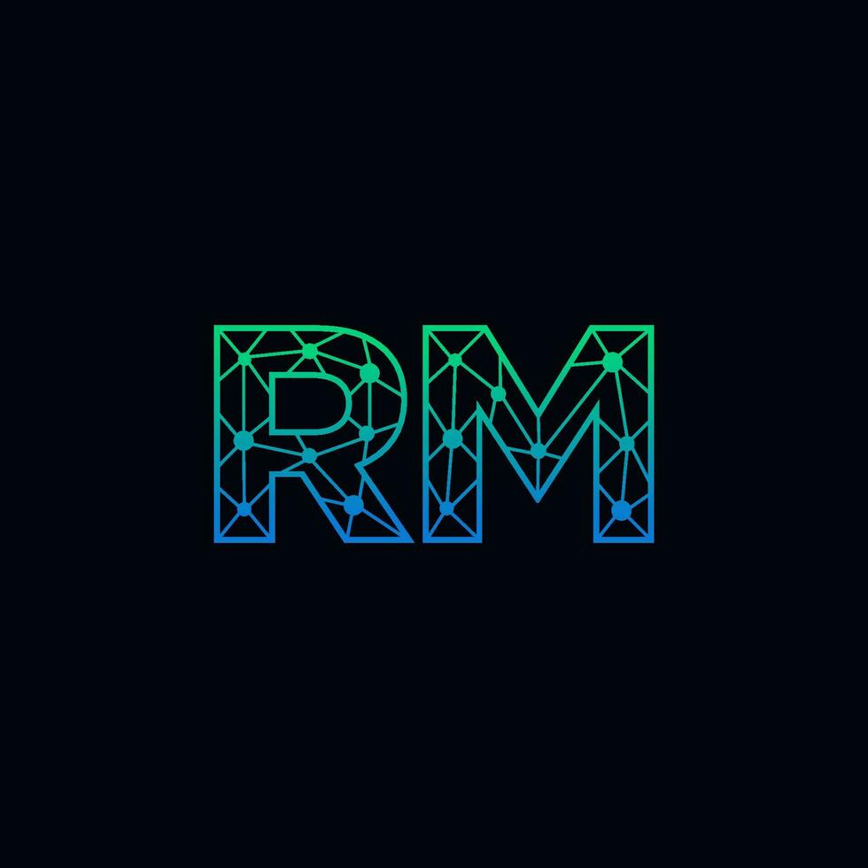 Abstract letter RM logo design with line dot connection for technology and digital business company. vector