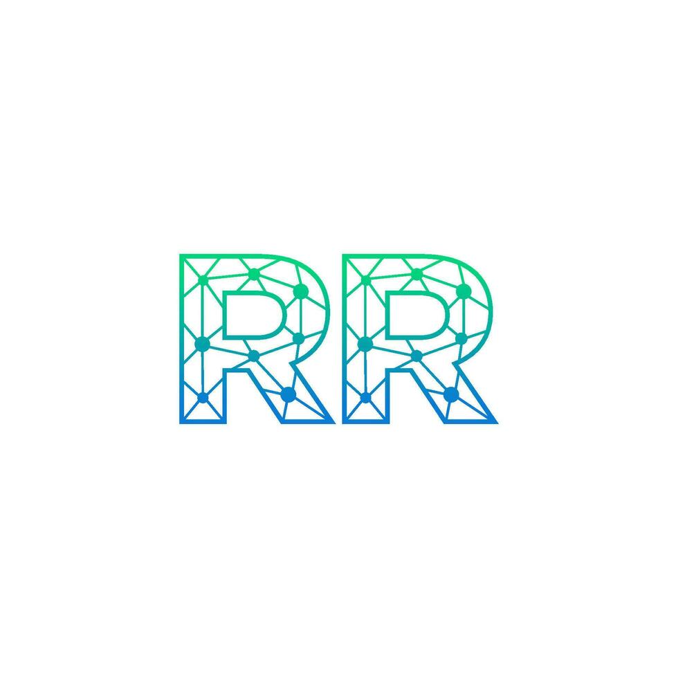 Abstract letter RR logo design with line dot connection for technology and digital business company. vector