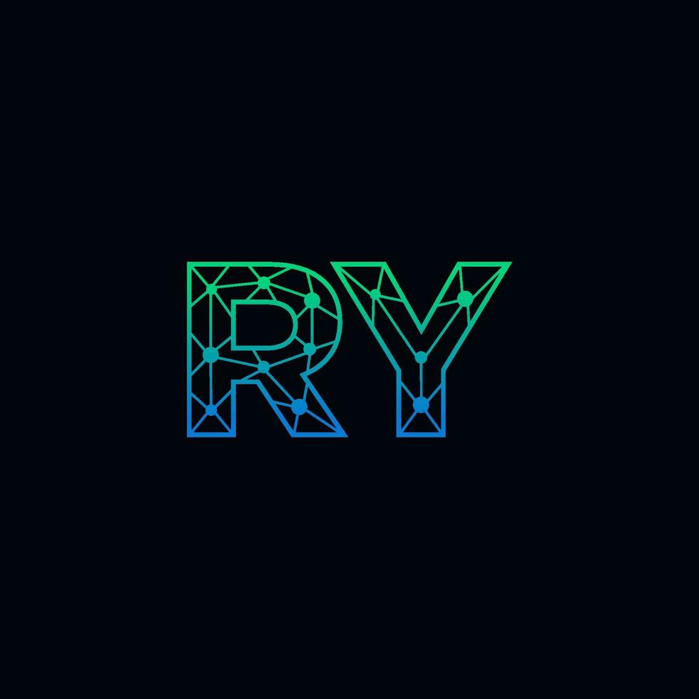 resumen letra ry logo diseño con línea punto conexión para tecnología y digital negocio compañía. vector