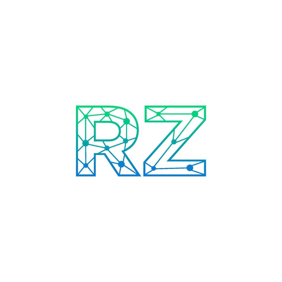 Abstract letter RZ logo design with line dot connection for technology and digital business company. vector