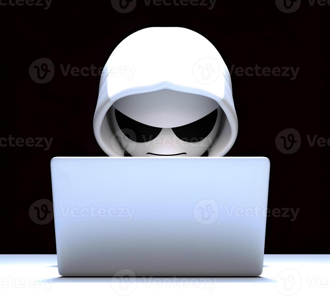 Anonymous cute hacker. Concept of hacking cybersecurity, cybercrime, cyberattack, etc. photo