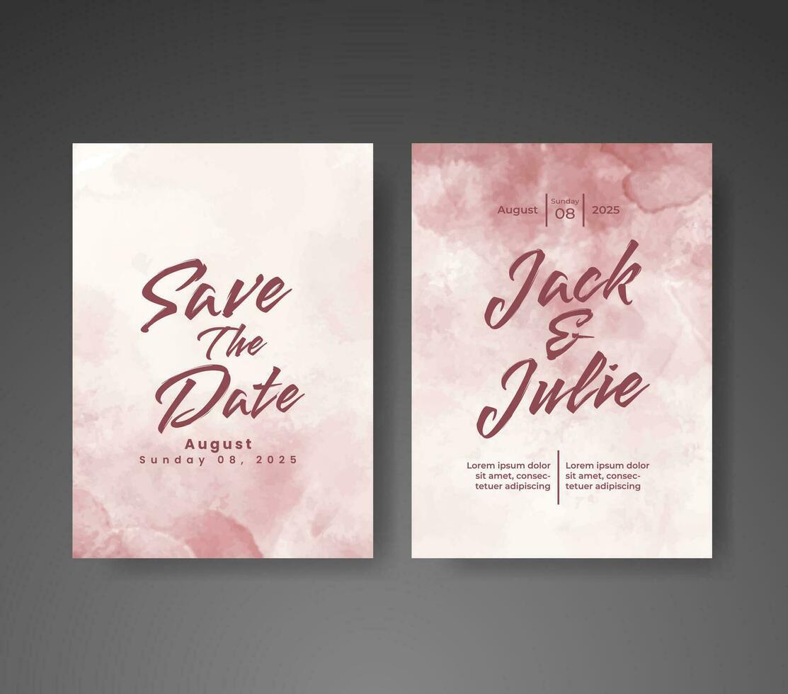 Wedding invitation with abstract watercolor background vector