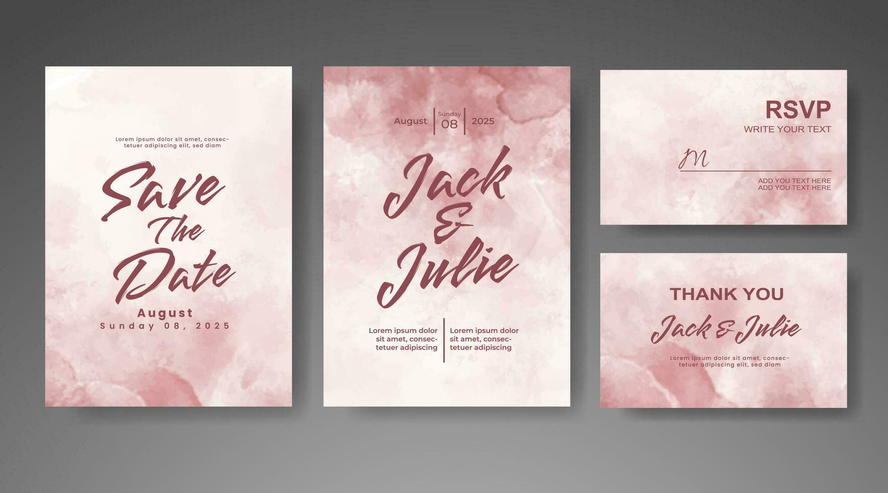 Wedding invitation with abstract watercolor background vector