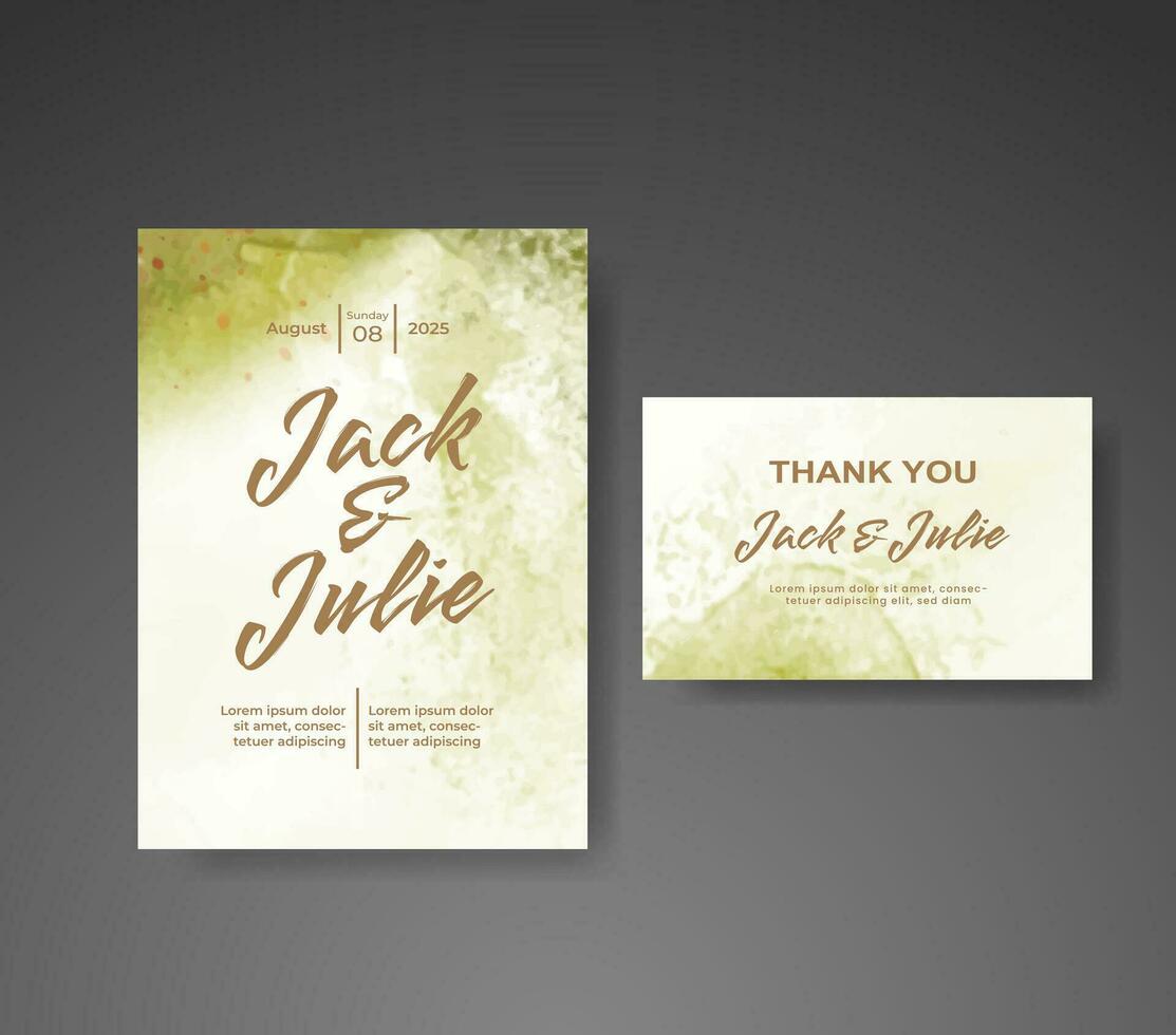 Wedding invitation with abstract watercolor background vector