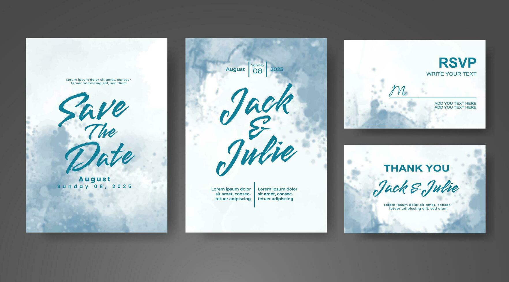 Wedding invitation with abstract watercolor background vector