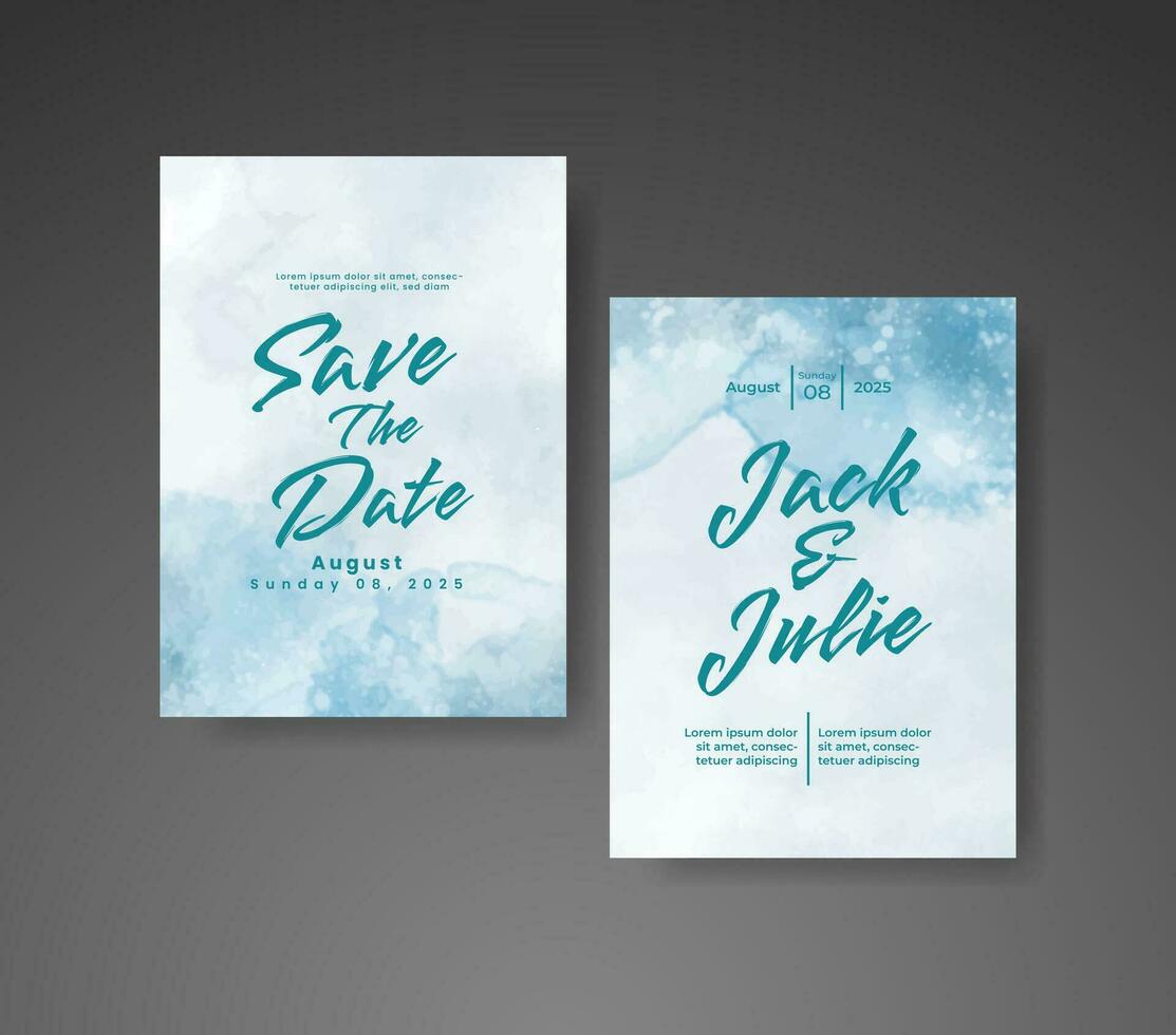 Wedding invitation with abstract watercolor background vector