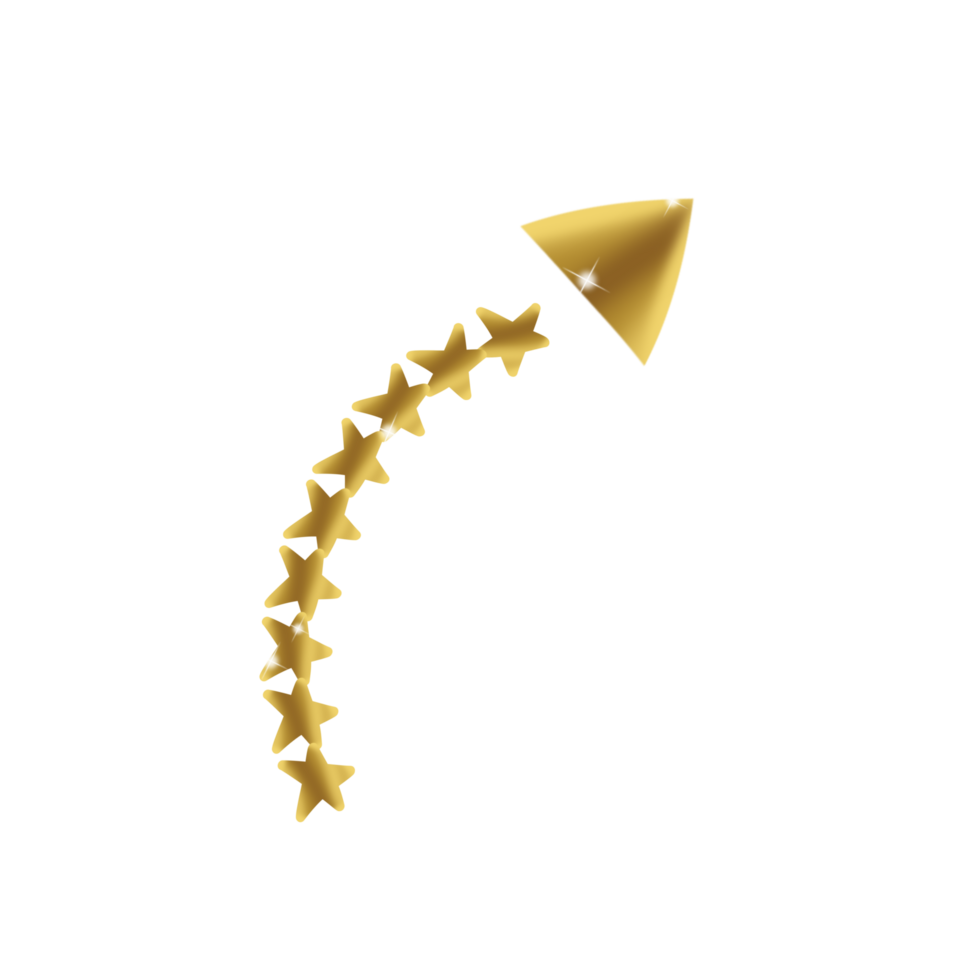 Sparkling gold arrow png