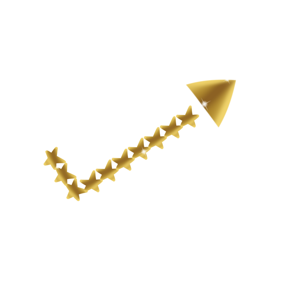 Sparkling gold arrow png