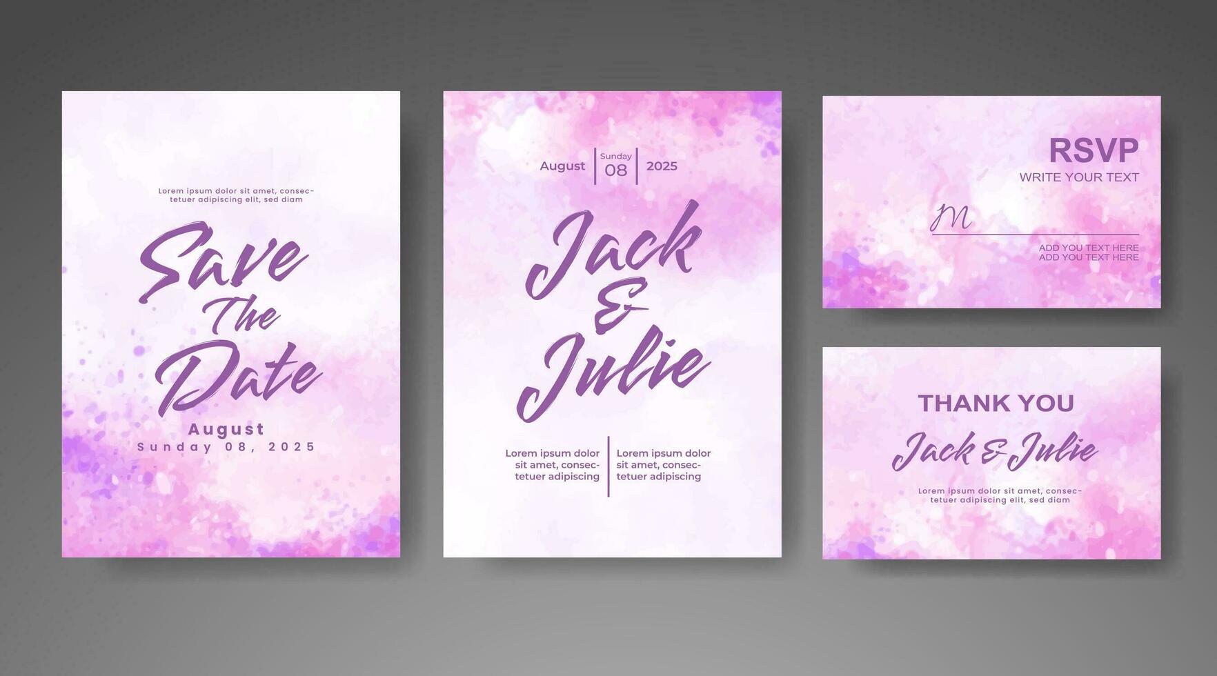 Wedding invitation with abstract watercolor background vector