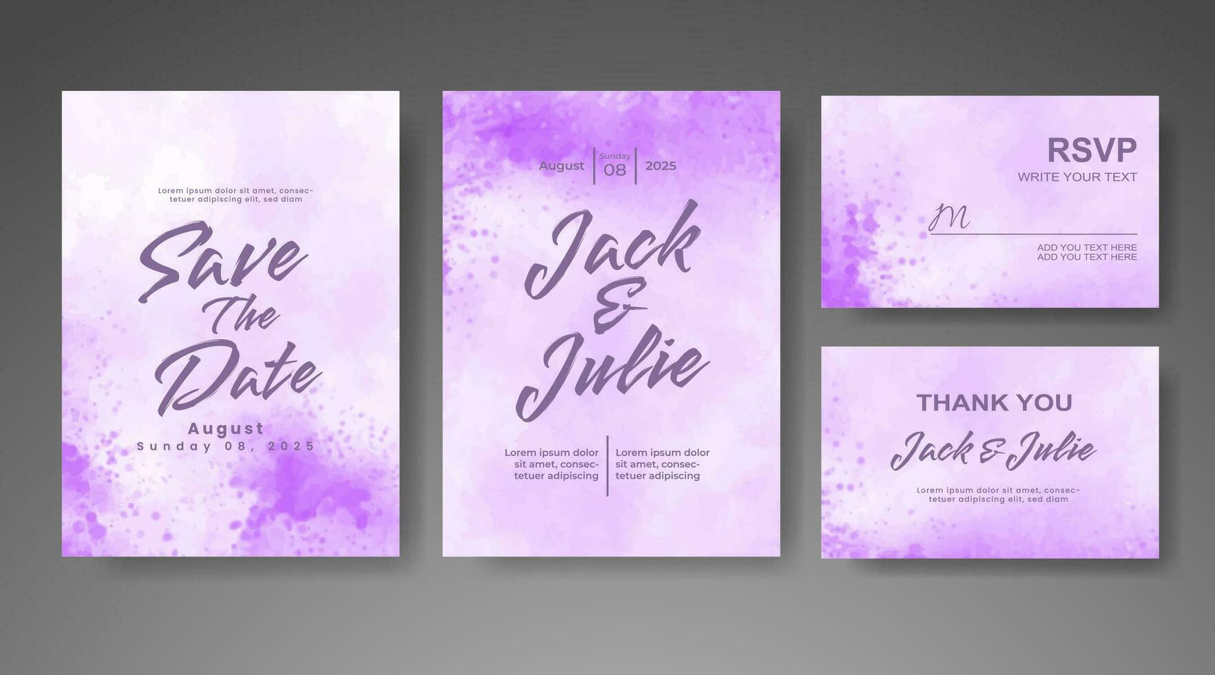 Wedding invitation with abstract watercolor background vector