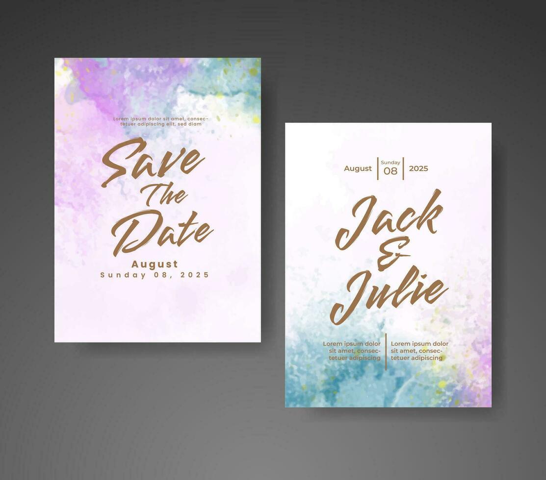 Wedding invitation with abstract watercolor background vector