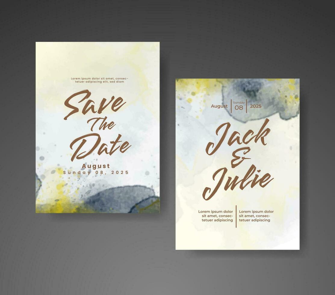 Wedding invitation with abstract watercolor background vector